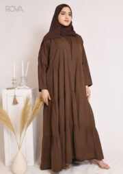 ⁦عباية ربع كلوش باللون البني بكسرات⁩ - الصورة ⁦2⁩