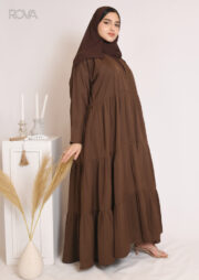 ⁦عباية ربع كلوش باللون البني بكسرات⁩ - الصورة ⁦3⁩