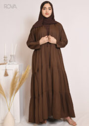 ⁦عباية ربع كلوش باللون البني بكسرات⁩ - الصورة ⁦4⁩