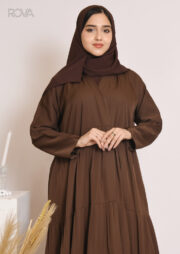 ⁦عباية ربع كلوش باللون البني بكسرات⁩ - الصورة ⁦5⁩