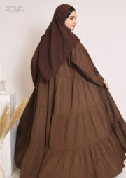 ⁦عباية ربع كلوش باللون البني بكسرات⁩ - الصورة ⁦6⁩